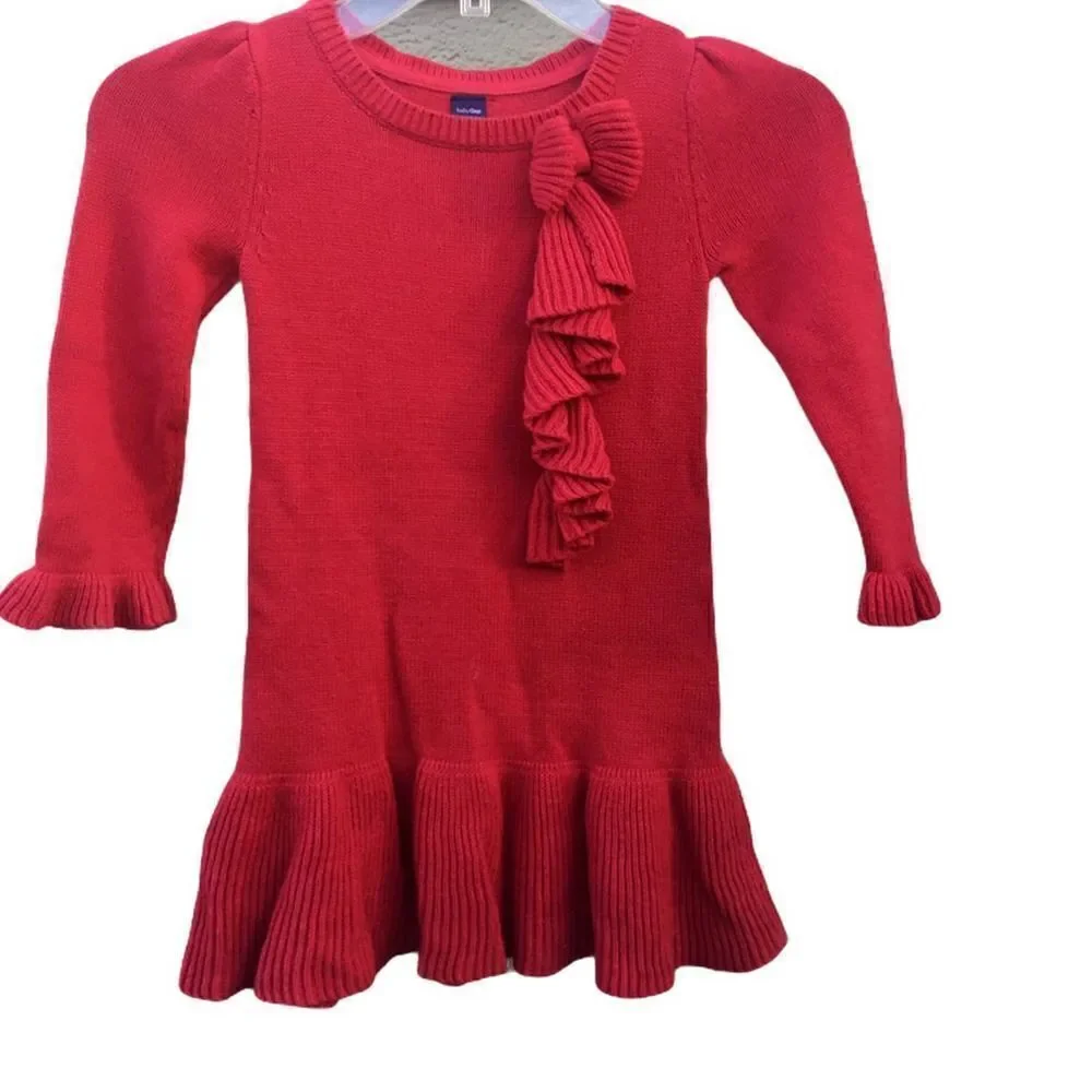 Gap Toddler Red Knitted sweaterdress 3 holiday